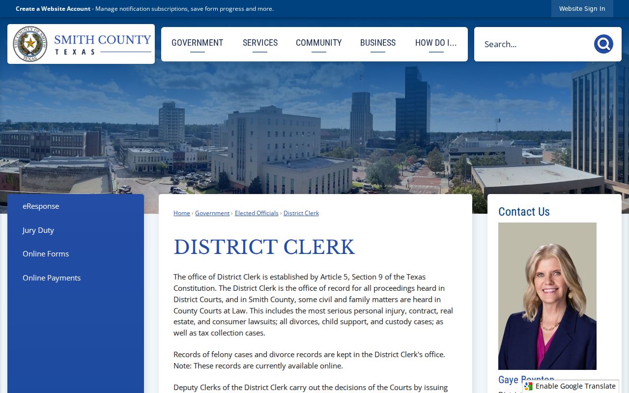 Smith County District Clerk felony case record information