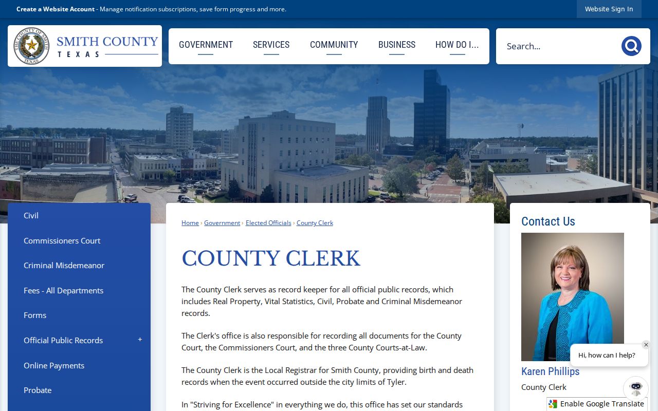 Smith County Clerk misdemeanor criminal record information