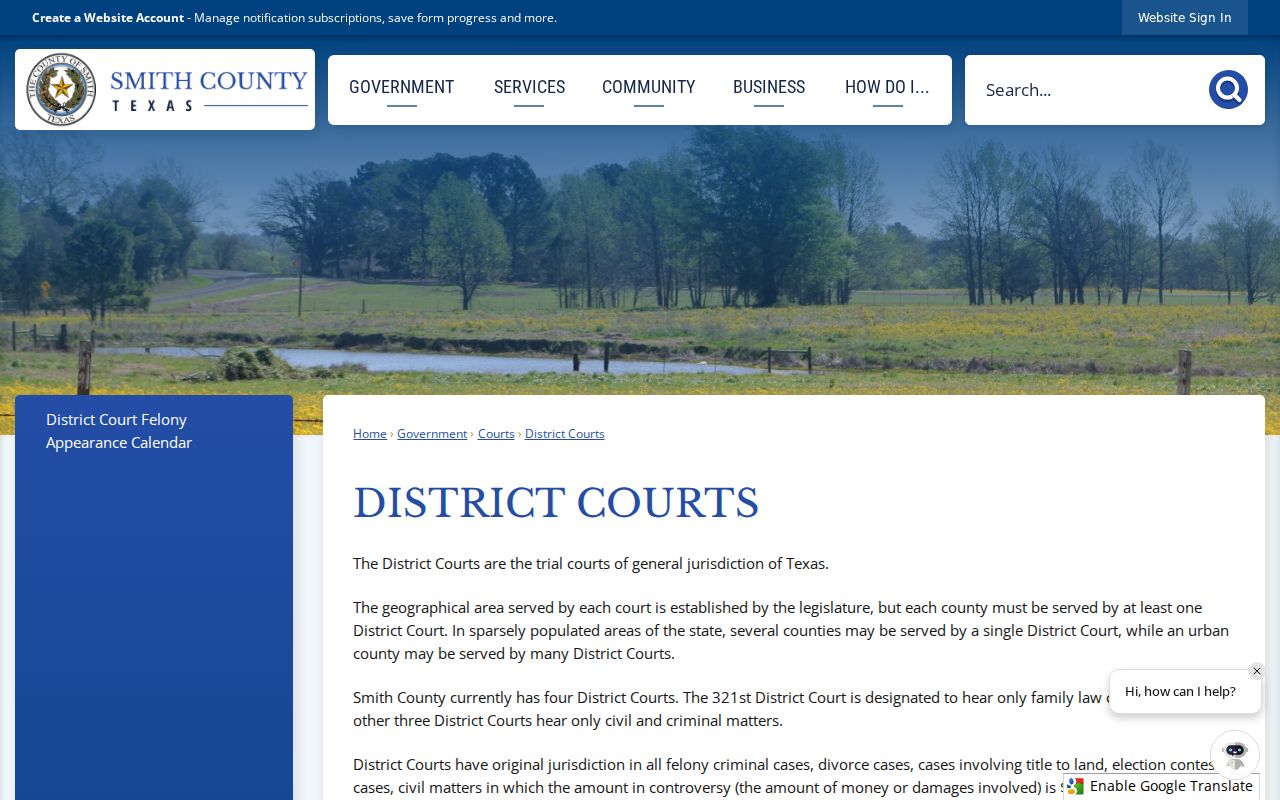 Official Smith County District Courts information for criminal case jurisdiction