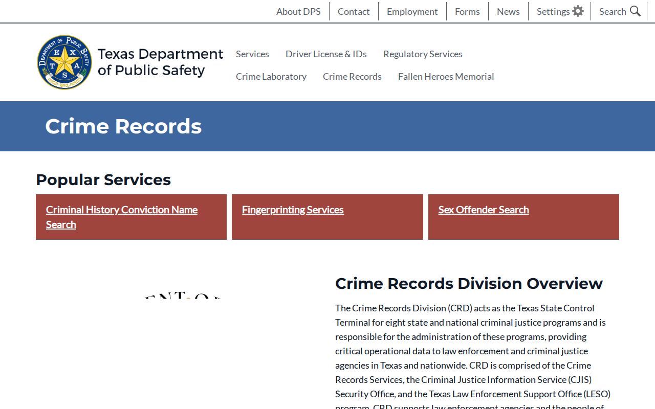 Smith County criminal records Texas DPS Crime Records hub
