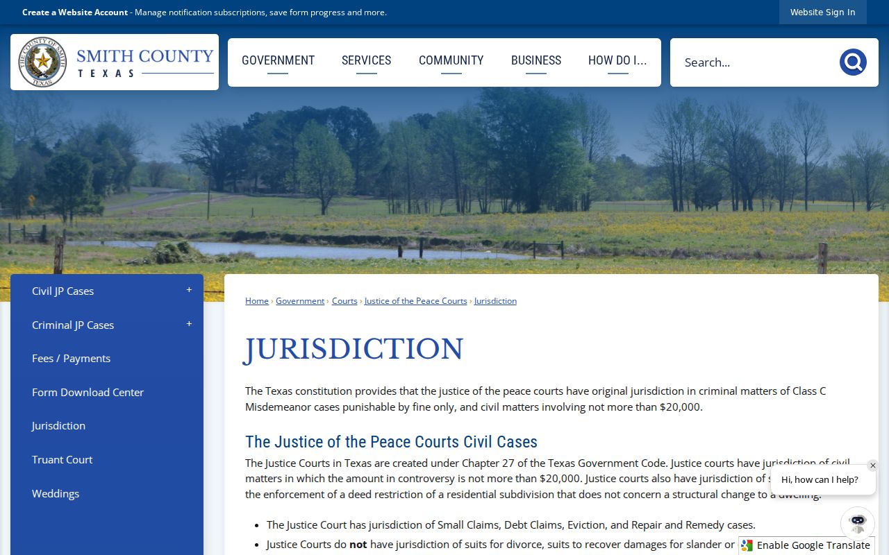 Lindale criminal record jurisdiction through Smith County justice courts