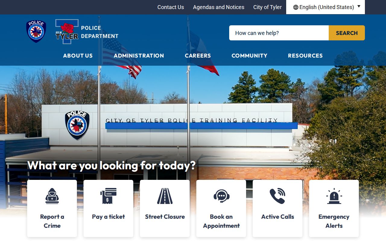 Tyler criminal records source at the Tyler Police Department